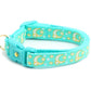 Gold Moons and Stars on Aqua V2 Cat Collar - Pets Perfect