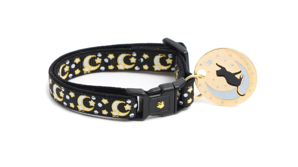 Gold Moons and Stars on Black V2 Cat Collar, view 8