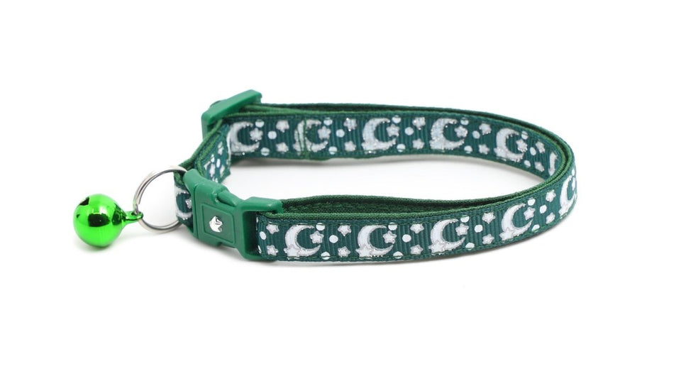 Pugs2Persians Glow-in-the-Dark Cat Collar, Large (10 lbs & up)/Blank Moon Charm, view 2