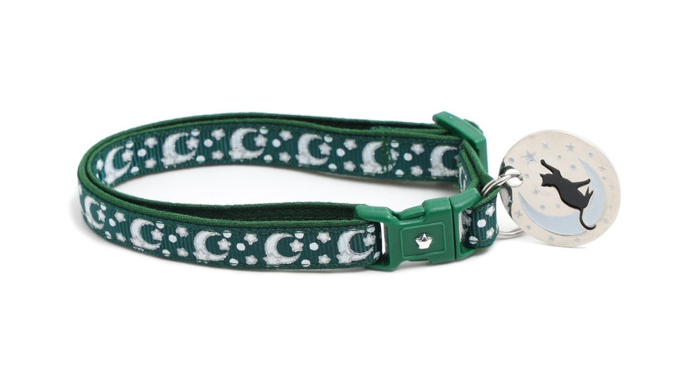 Pugs2Persians Glow-in-the-Dark Cat Collar, Small(10 lbs & Less)/Blank Moon Charm, view 8