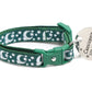 Pugs2Persians Glow - in - the - Dark Cat Collar - Silver Moons & Stars on Dark Green with Breakaway Safety Buckle - Pets Perfect