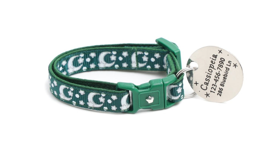 Pugs2Persians Glow-in-the-Dark Cat Collar, Large (10 lbs & up)/Blank Charm & Bell, view 3