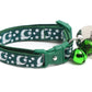 Pugs2Persians Glow - in - the - Dark Cat Collar - Silver Moons & Stars on Dark Green with Breakaway Safety Buckle - Pets Perfect