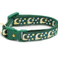 Gold Moons and Stars on Dark Green Cat Collar - Pets Perfect
