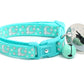 Silver Moons and Stars on Aqua Cat Collar - Pets Perfect