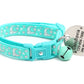 Silver Moons and Stars on Aqua Cat Collar - Pets Perfect