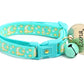 Gold Moons and Stars on Aqua V2 Cat Collar - Pets Perfect