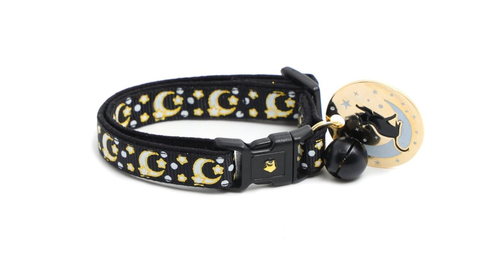 Gold Moons and Stars on Black V2 Cat Collar, view 4