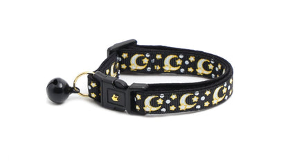 Gold Moons and Stars on Black V2 Cat Collar - Pets Perfect