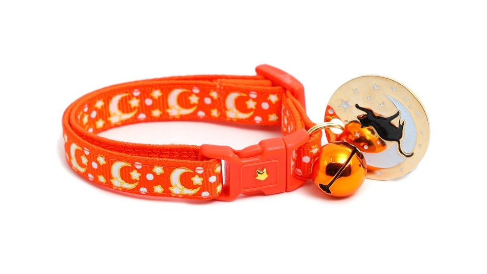 Gold Moons and Stars on Orange Cat Collar, view 7