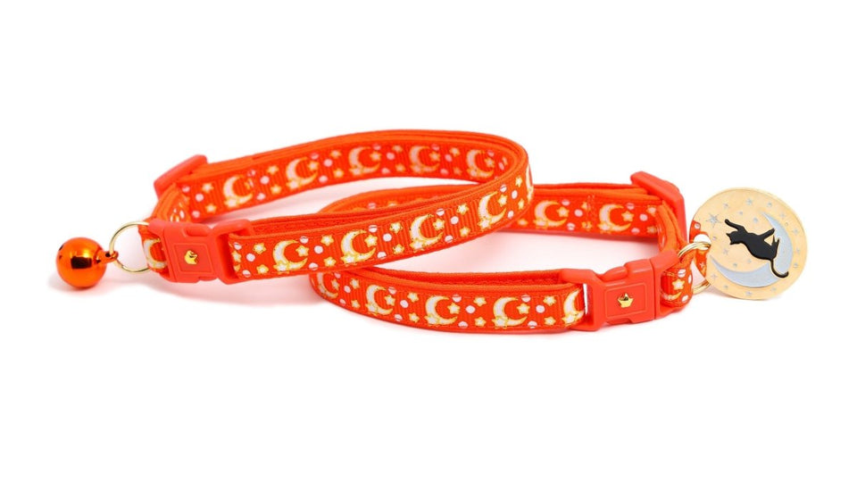 Gold Moons and Stars on Orange Cat Collar, view 8