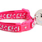 Silver Moons and Stars on Hot Pink Cat Collar - Pets Perfect