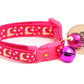 Gold Moons and Stars on Hot Pink Cat Collar - Pets Perfect