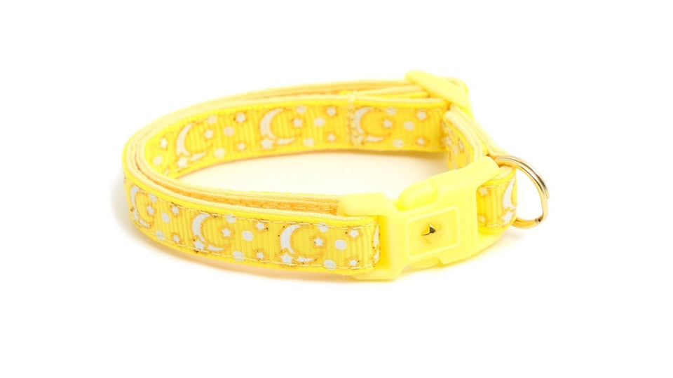 Gold Moons and Stars on Yellow Cat Collar, view 7