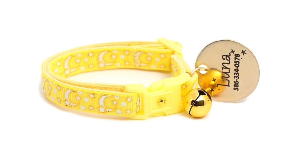 Gold Moons and Stars on Yellow Cat Collar, view 9