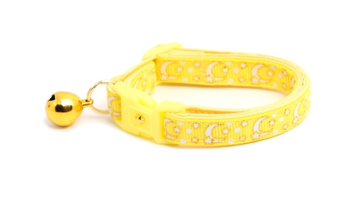 Gold Moons and Stars on Yellow Cat Collar - Pets Perfect
