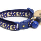 Gold Moons and Stars on Navy Blue Cat Collar - Pets Perfect