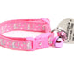Silver Moons and Stars on Peony Pink Cat Collar - Pets Perfect