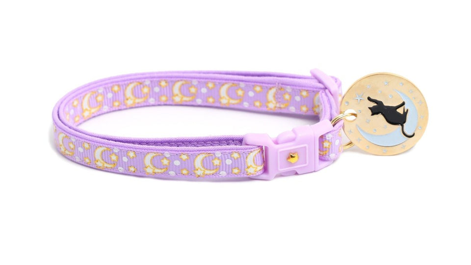 Gold Moons and Stars on Pastel Purple Cat Collar, view 4