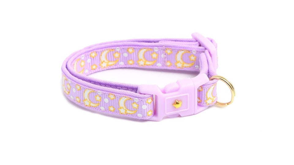 Gold Moons and Stars on Pastel Purple Cat Collar, view 7