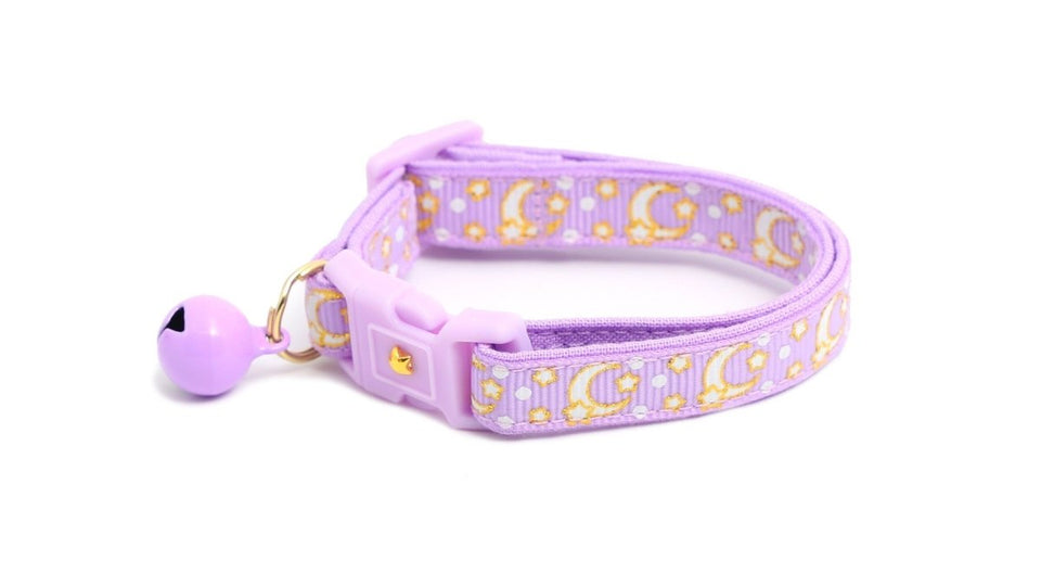 Gold Moons and Stars on Pastel Purple Cat Collar, view 2