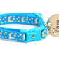 Gold Moons and Stars on Peacock Blue Cat Collar - Pets Perfect