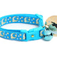 Gold Moons and Stars on Peacock Blue Cat Collar - Pets Perfect
