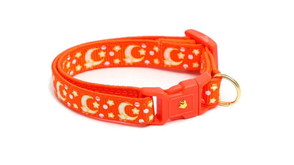 Gold Moons and Stars on Orange Cat Collar, view 4