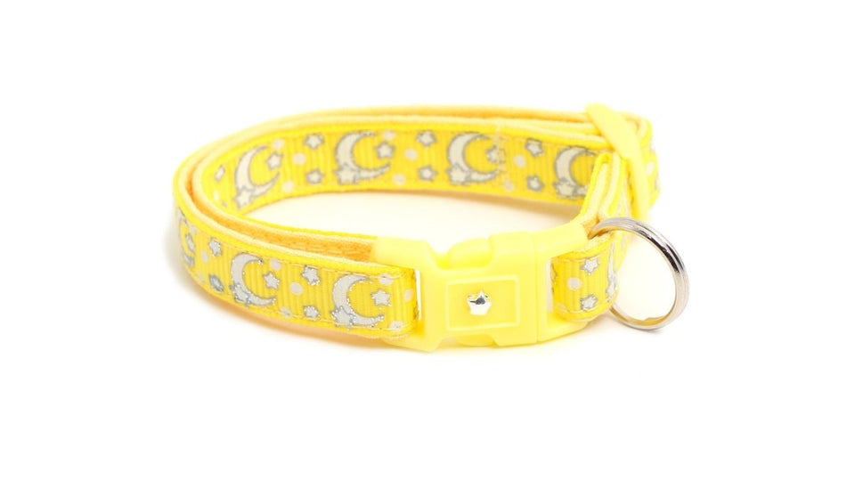 Silver Moons and Stars on Yellow Cat Collar, view 5