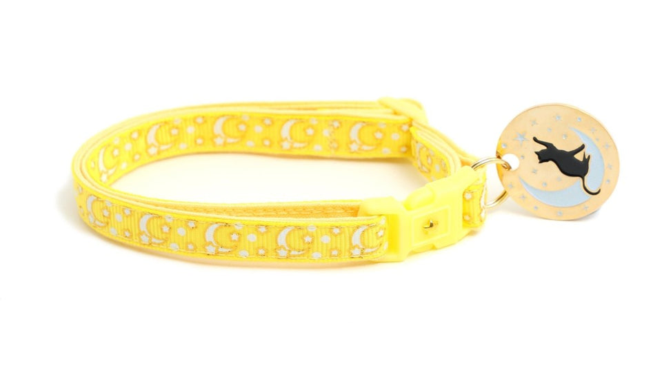 Gold Moons and Stars on Yellow Cat Collar, view 8