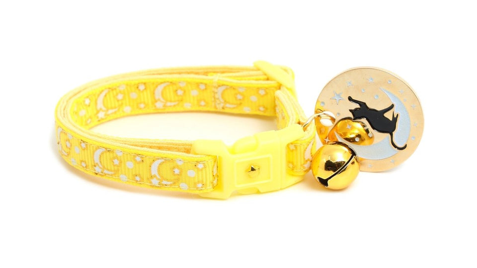 Gold Moons and Stars on Yellow Cat Collar, view 5