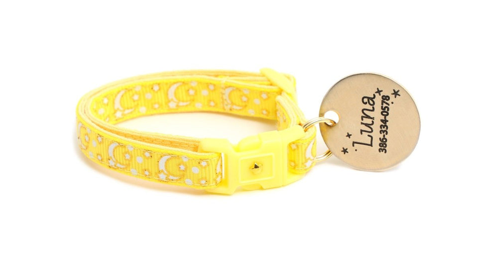 Gold Moons and Stars on Yellow Cat Collar, view 6
