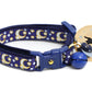Gold Moons and Stars on Navy Blue Cat Collar - Pets Perfect