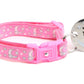 Silver Moons and Stars on Peony Pink Cat Collar - Pets Perfect