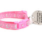 Silver Moons and Stars on Peony Pink Cat Collar - Pets Perfect
