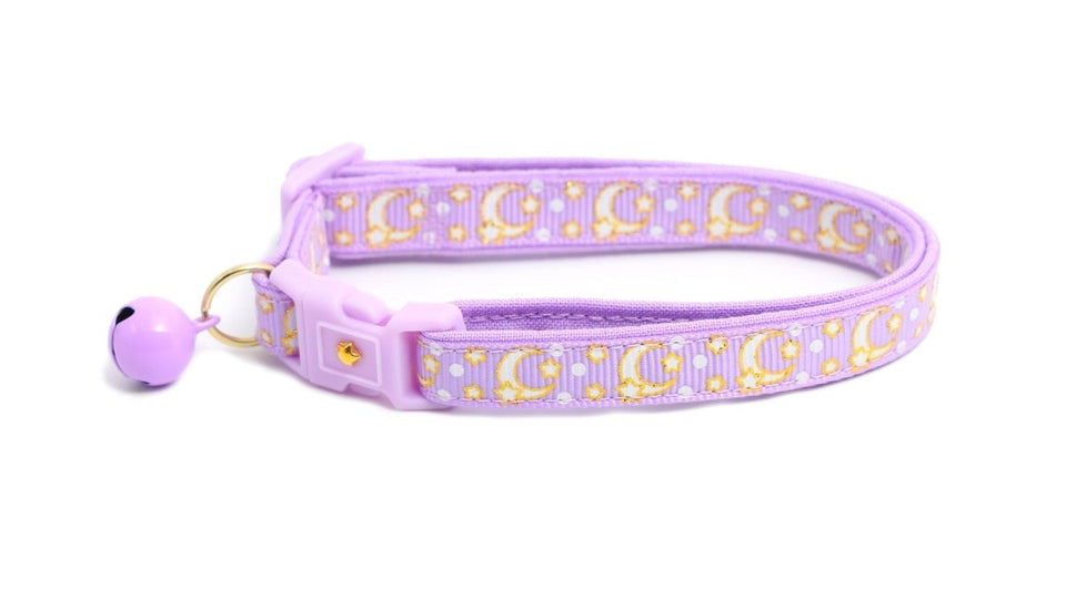 Gold Moons and Stars on Pastel Purple Cat Collar, view 8