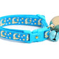 Gold Moons and Stars on Peacock Blue Cat Collar - Pets Perfect