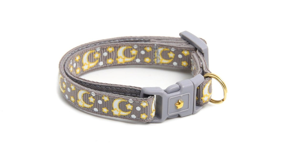 Gold Moons and Stars on Silver Cat Collar, view 5