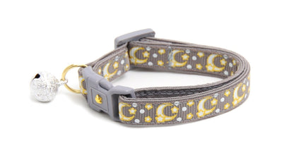 Gold Moons and Stars on Silver Cat Collar - Pets Perfect