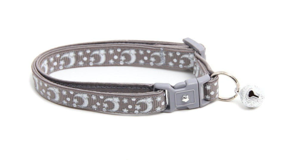 Silver Moons and Stars on Silver Cat Collar, view 6
