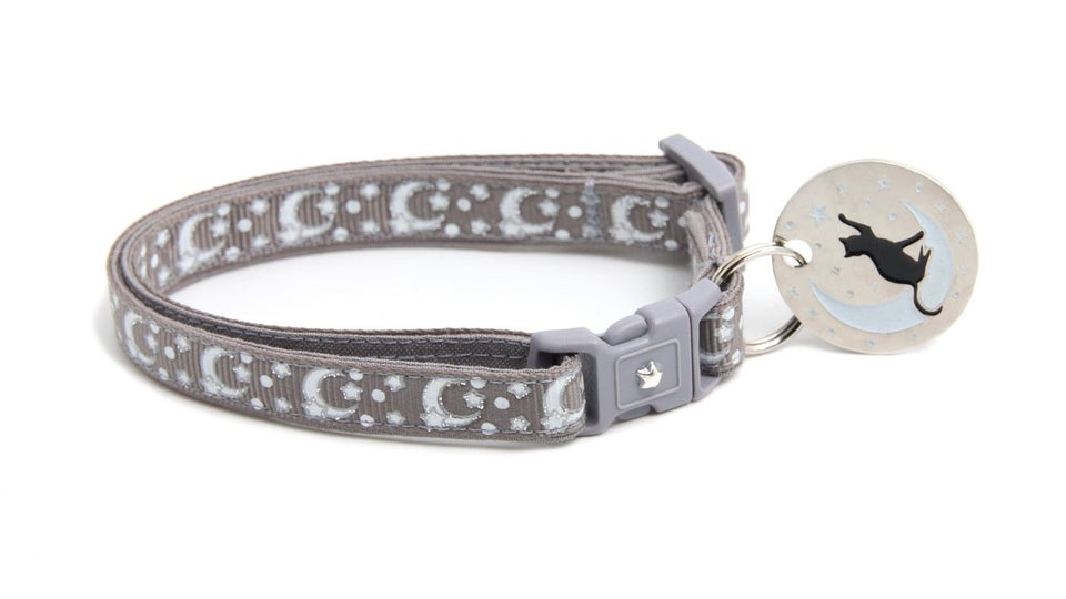 Silver Moons and Stars on Silver Cat Collar, view 7