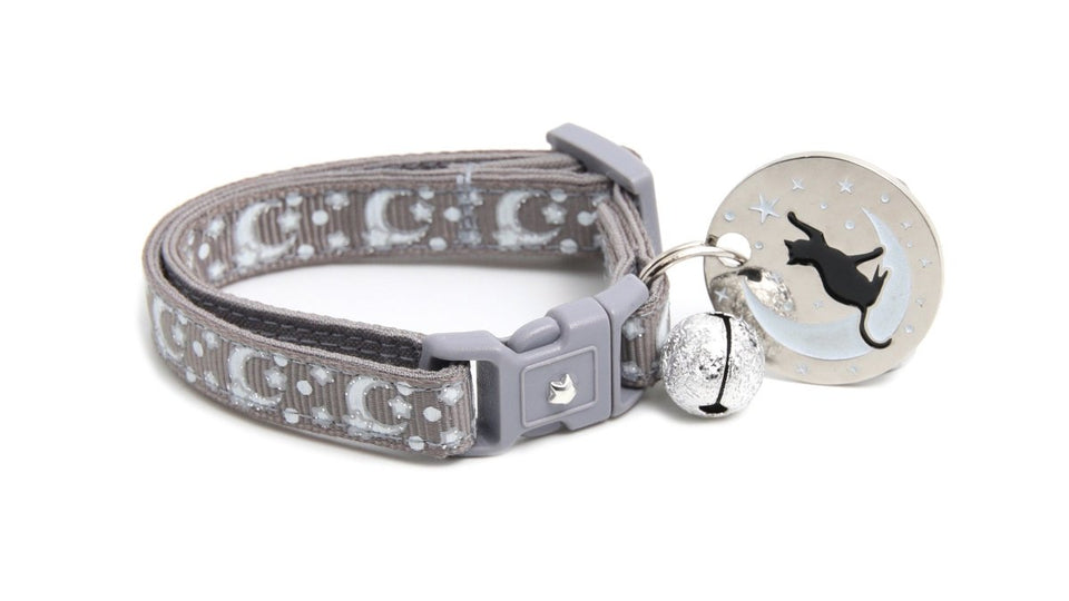 Silver Moons and Stars on Silver Cat Collar, view 8