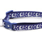 Pugs2Persians Glow - in - the - Dark Cat Collar - Silver Moons & Stars on Navy Blue with Breakaway Safety Buckle - Pets Perfect