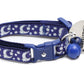 Pugs2Persians Glow - in - the - Dark Cat Collar - Silver Moons & Stars on Navy Blue with Breakaway Safety Buckle - Pets Perfect