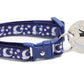 Pugs2Persians Glow - in - the - Dark Cat Collar - Silver Moons & Stars on Navy Blue with Breakaway Safety Buckle - Pets Perfect