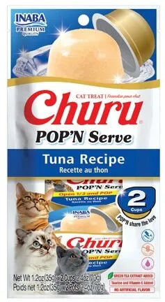 Inaba Churu Pop'N Serve Lickable Cat Treats - Tuna, 2.46 oz, 4 ct