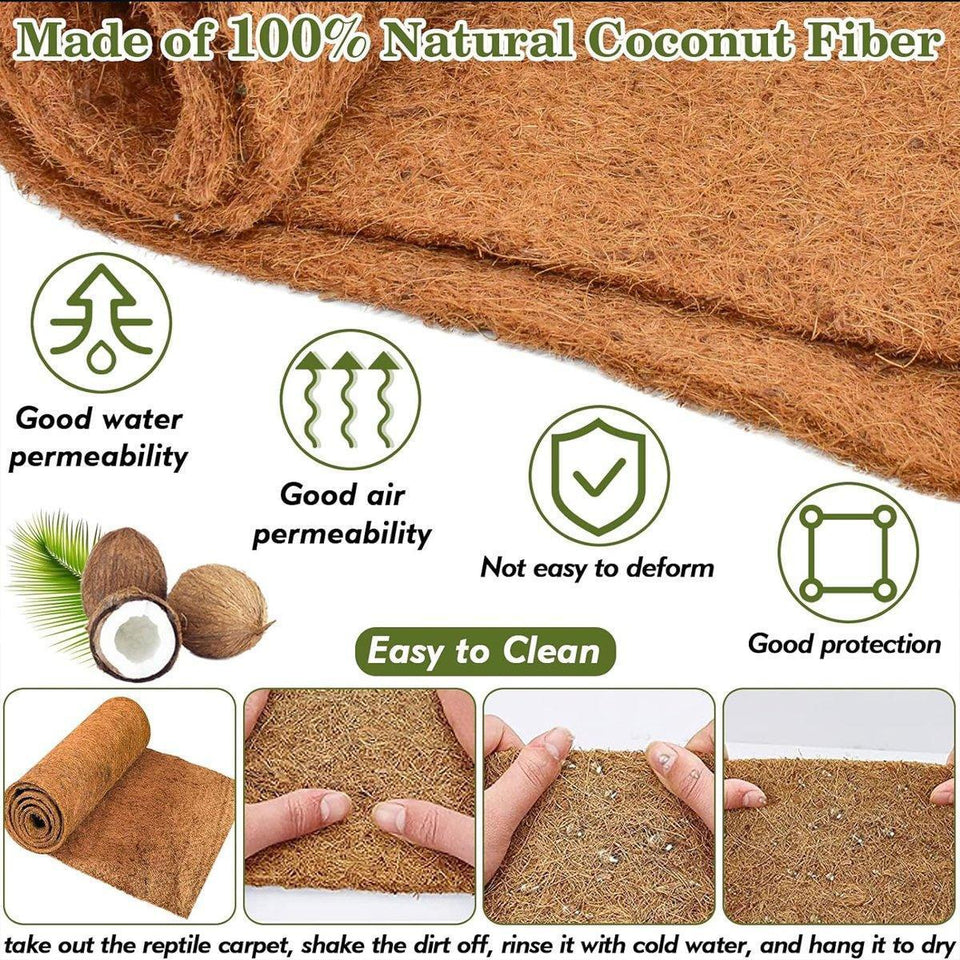Reptile Terrarium Liner, Coconut Fiber Mat for Tortoises, Reptiles, 100x50cm, view 3