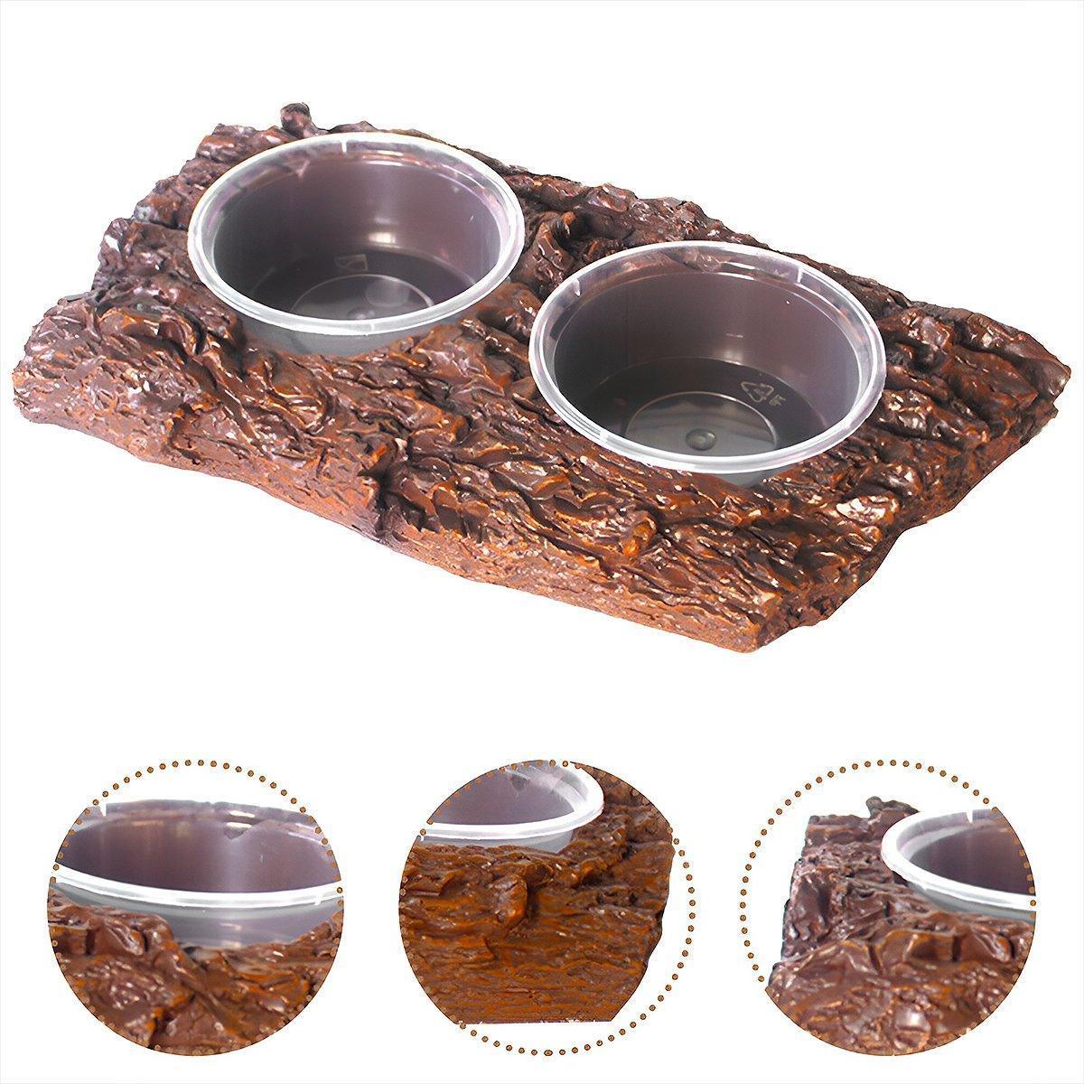 Resin Landscaping Reptiles Bowl Feeder Feeding Water Terrarium Bowls Geckos Dish.