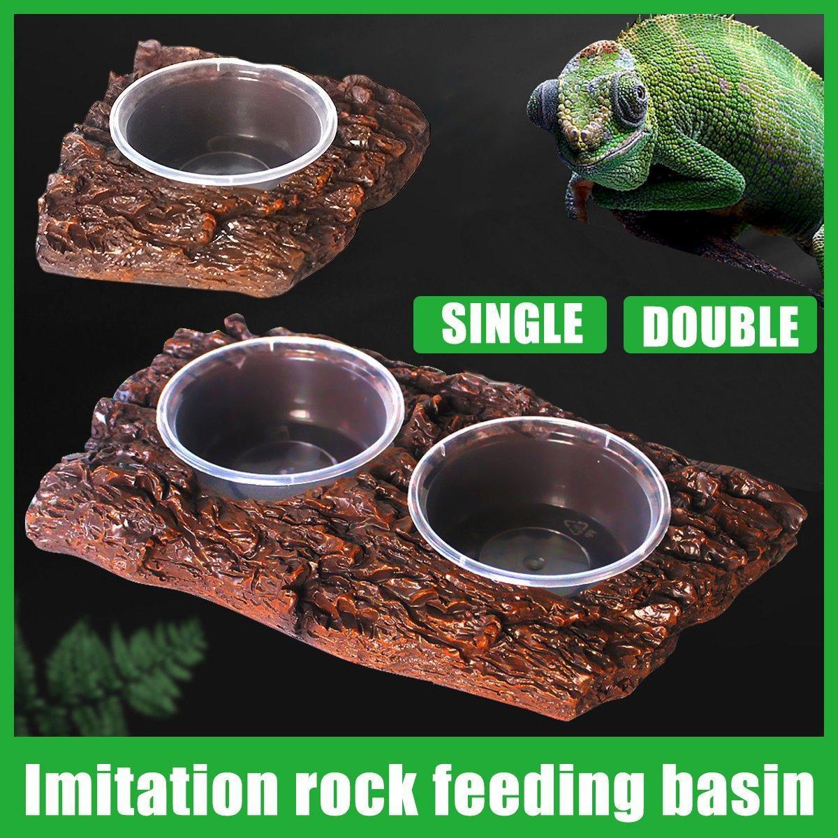 Resin Landscaping Reptiles Bowl Feeder Feeding Water Terrarium Bowls Geckos Dish.
