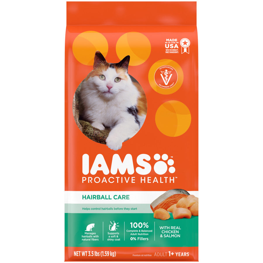 IAMS Proactive Health Hairball Care Adult Dry Cat Food Chicken & Salmon 3.5 lb